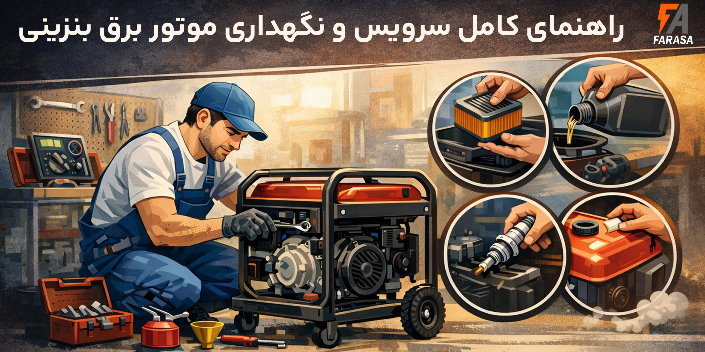 راهنمای کامل سرویس و نگهداری موتور برق بنزینی