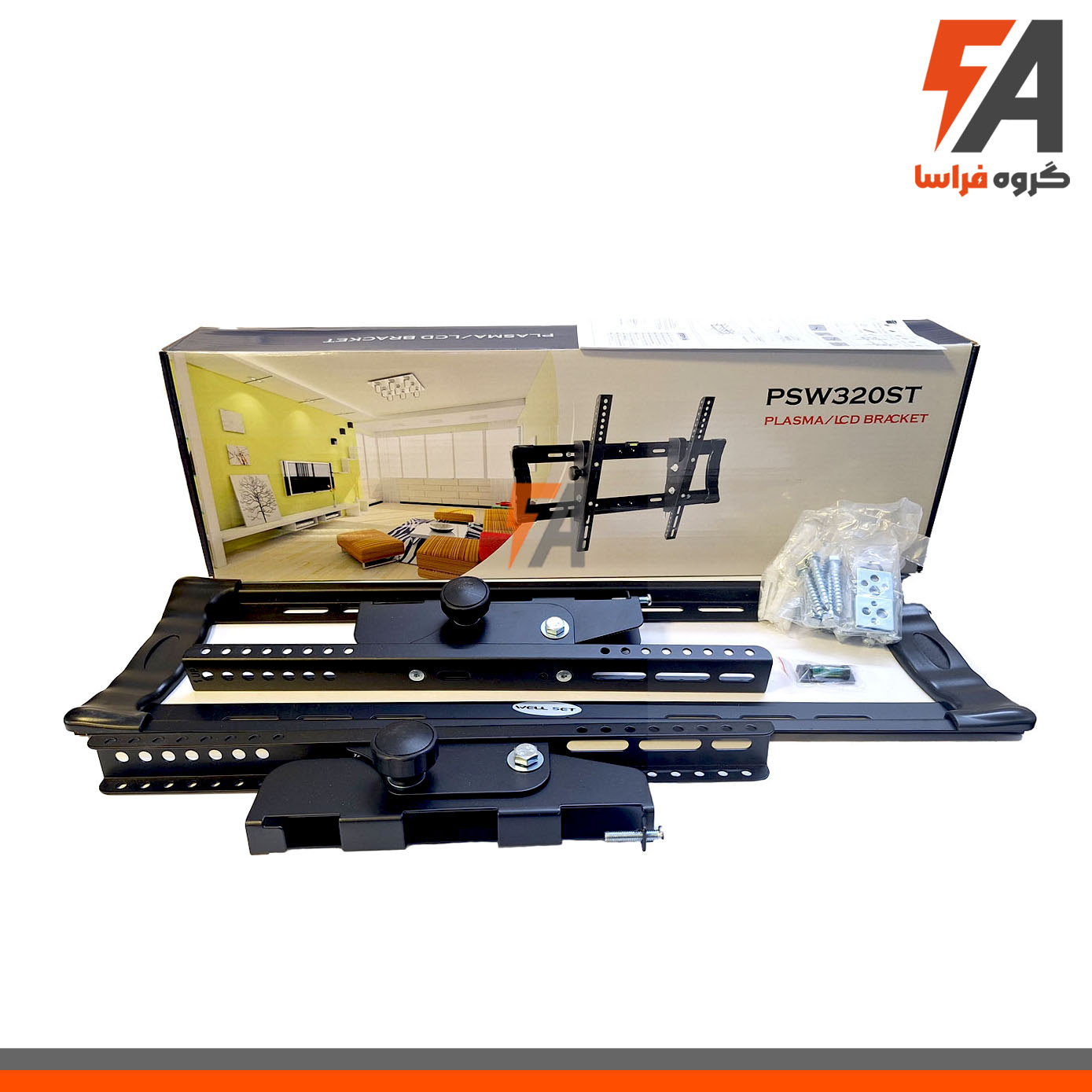 براکت شیبدار متحرک تلویزیون 32-75 اینچ برند ول ست well set مدل PSW320ST